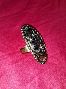 Combo Of Golden Adjustable Ring And Silver Earring