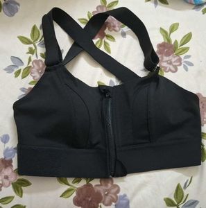 Black Zip-Front Sports Bra