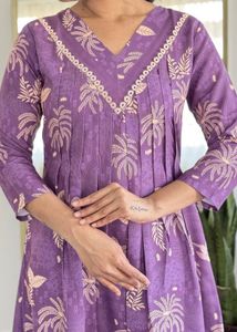 Purple Floral Print Salwar Kameez Suit