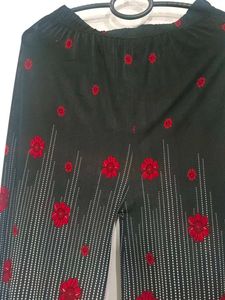 Polyester Floral Print Straight Pant