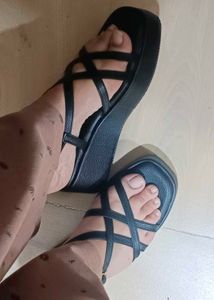 Black Platform Strappy Sandals