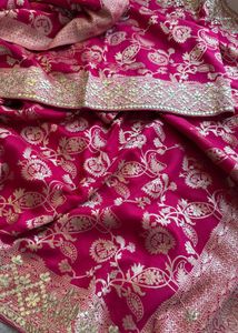 Brand New Munga Silk Saree- Rani Colour