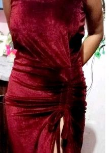 Elegant Burgundy Velvet Dress