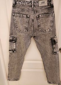 Acid Wash Cargo Jeans