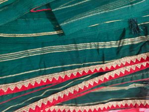 Dark Green Lining Saree