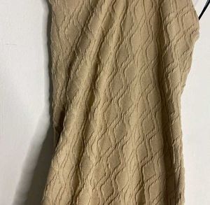 H&amp;M Beige Tan Textured Halterneck Mini Dress