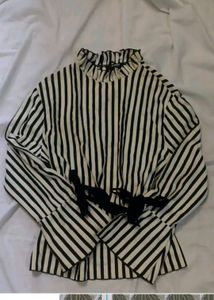 Y2k Black And White Striped Top