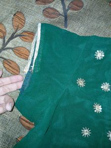 Green Embroidered Saree Blouse