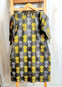 Grey Floral Print kurti size-34