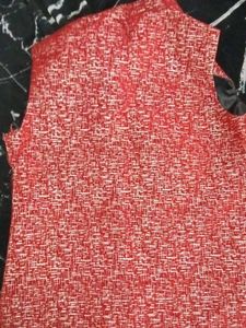 Red Textured Nehru Jacket (cash=low price) pls
