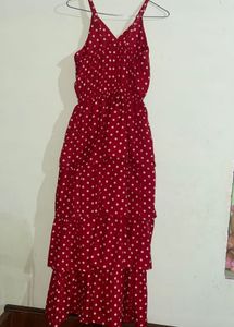 Red Polka Dot Tiered Dress