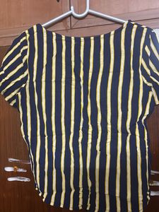 Striped Navy Button-Down Top