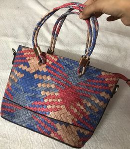 Checkered Colourful Designer Leather Bag