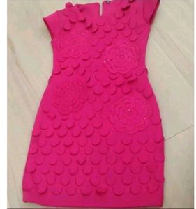 Pink Cut work Flower Dress - western formal style