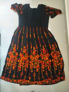 Black Anarkali Kurti With Multi Colour Embroidery