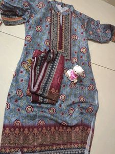 XL size New Maslin Kurti Dupatta Set