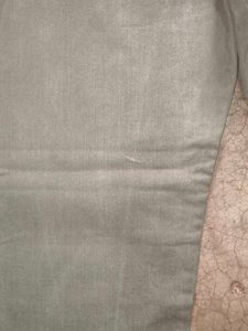 Grey Button‑Fly Workwear Denim — Straight Cut