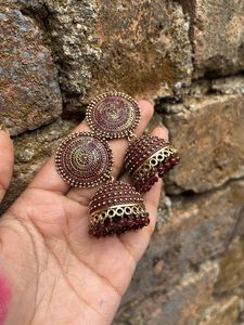 Purple Jhumka With Black Earrings
