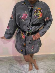 Green Floral Shirt For Girls.