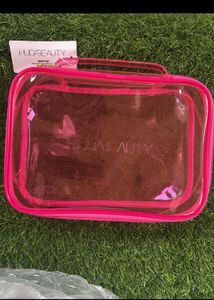 HUDA Beauty Pink Clear Travel Case
