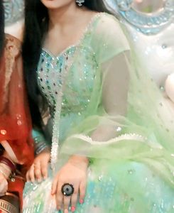 Elegant white Green lehenga