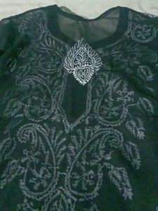 Black Chickenkari Kurti
