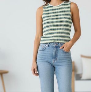 Striped Sleeveless Knit Top