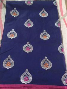 Blue Kathpadar Saree With Stitched Blouse