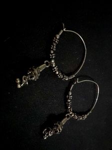 Oxidized Silver Jhumka Earrings