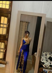 Royal Blue Gown with Gold Detailing
