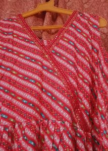 Long Anarkali Kurti With Three quarter Sleeves