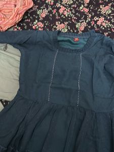 Teal tiered ruffle dress