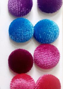 New Designer Velvet Round Stud 12 Set 1 Dozen Studs Earrings for Women School Children Kids College Girls Meenakari Kundan Stud Earring Second stud