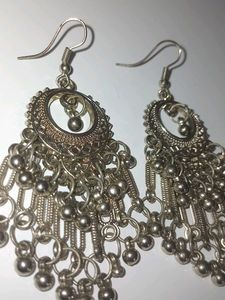 Silver Oxidized Earrings Jhumke