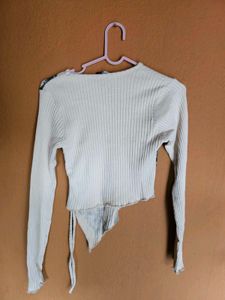 Butterfly Print Ribbed Top