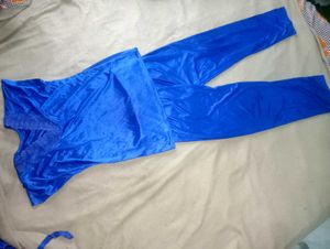 Royal Blue Satin Pajama Set