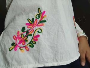 Embroidered White Tunic Top