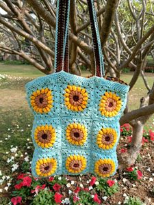 Sunflower Crochet Tote Bag