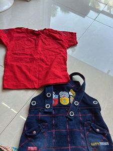 Cute Kids Denim Overalls Set