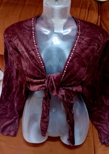 Velvet Tie-Front NWT Bolero