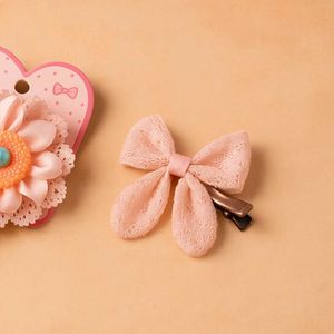 Pink Hair Clip Set - Flower &amp; Bow