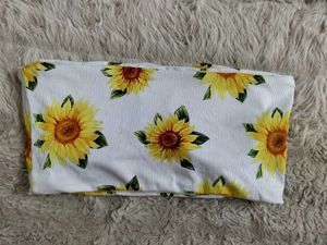 🌻Sunny Vibes Ribbed Sunflower Print Tube Top☀️