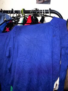 Stylish Blue 👗 one side off shoulder