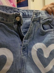 Heart Print Denim Jeans