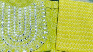 Lime Green Mirror Work Salwar Kameez