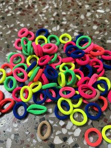 100 Pcs Of Neon Color Mini Hair Rubber Band
