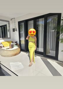 Yellow One Shoulder Fitted Co Ord Set