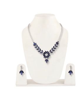 Blue Crystal Floral Jewelry Set