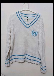 White V Neck Korean Sweater