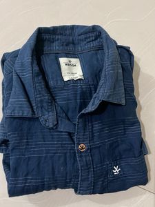Wrogn Blue Striped Shirt Large